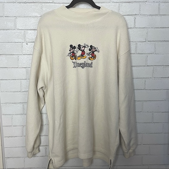 Disneyland Resort Tops - Disneyland Resort Sweatshirt Embroidered Mickey Mouse XXL Cream/Beige Disney